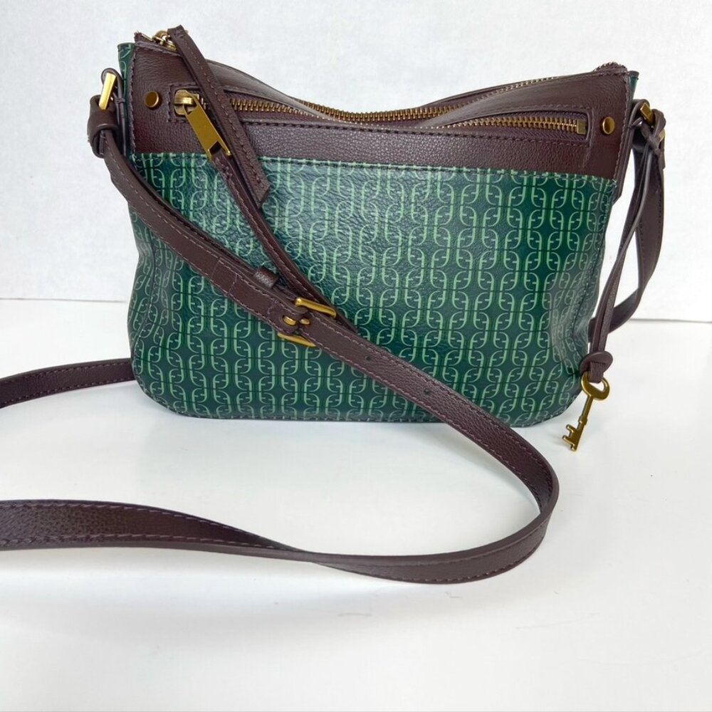 Fossil Crossbody Bag Green With Leather Trim